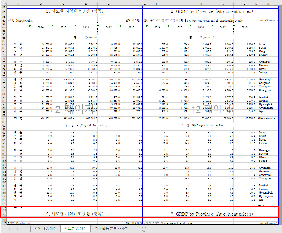 페이지 나누기 미리보기 가로 폭 조절
