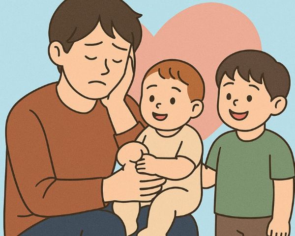 동생들을 돌보는 일에 매달려진 청년 모습