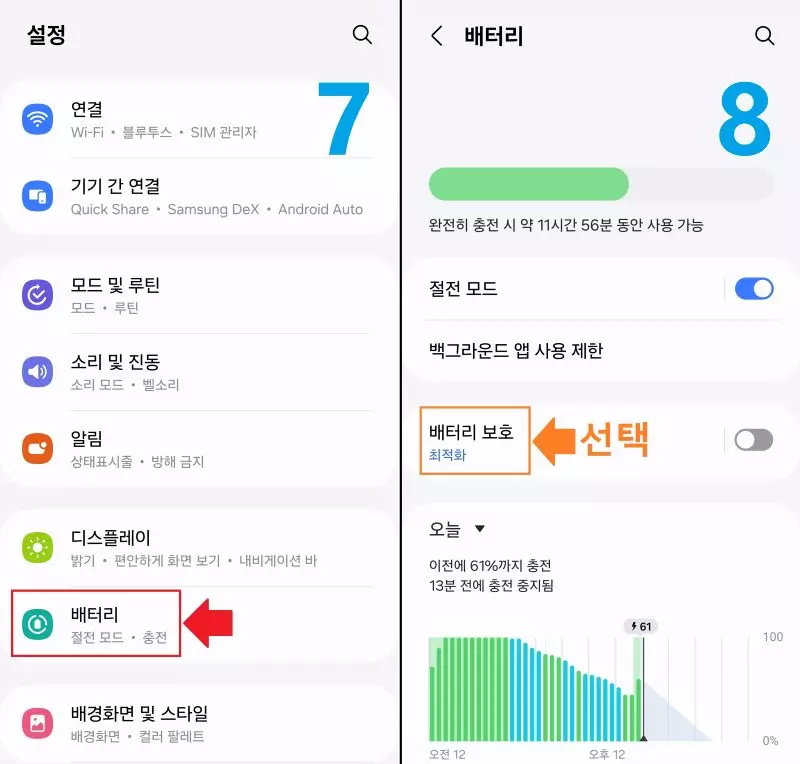 배터리 보호 옵션 추가하기