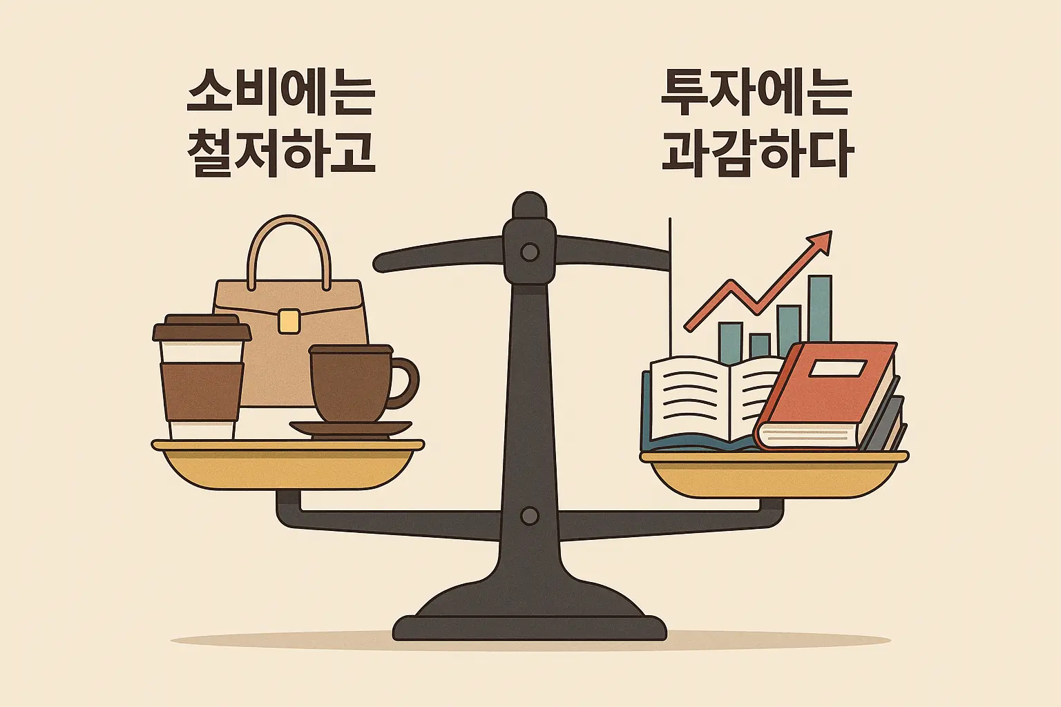 지출 내역을 분석하며 불필요한 소비는 줄이고, 투자 항목은 과감하게 결정하는 모습