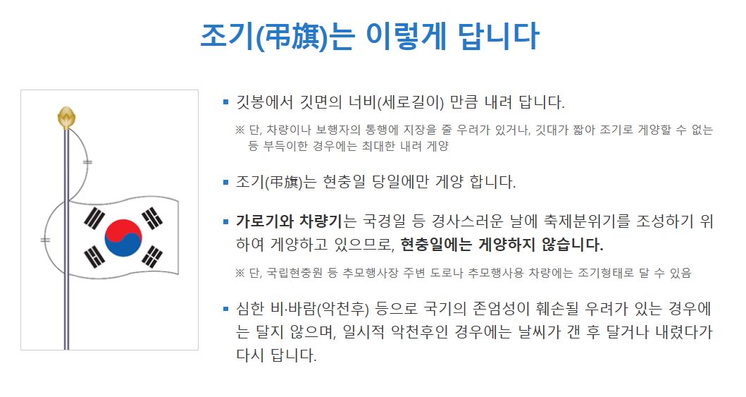  현충일 조기 다는 법