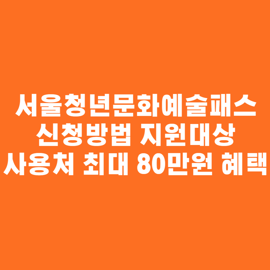 서울청년문화예술패스 신청방법 지원대상 사용처 최대 80만원 혜택