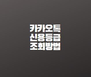  카카오톡 신용등급 조회방법 신용점수 조회하기