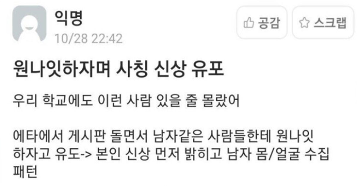  서울대 에타 19금게 섹스파트너 사칭 사건