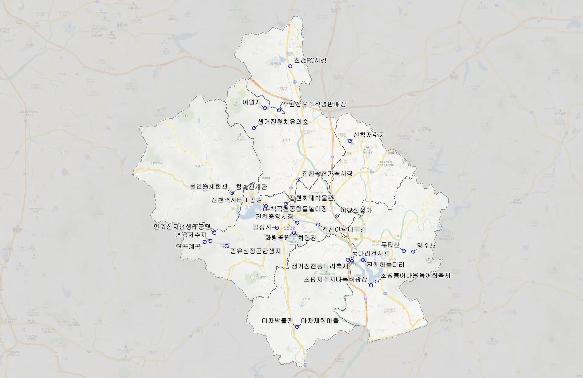 진천 관광지 추천 30 위치도