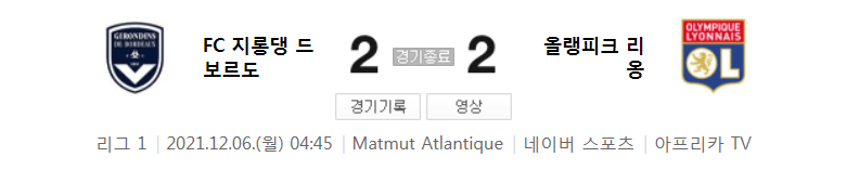 21/22 시즌 리그앙 17라운드 - 보르도 VS 올랭피크 리옹 경기 (황의조 리그 2호 도움 영상)