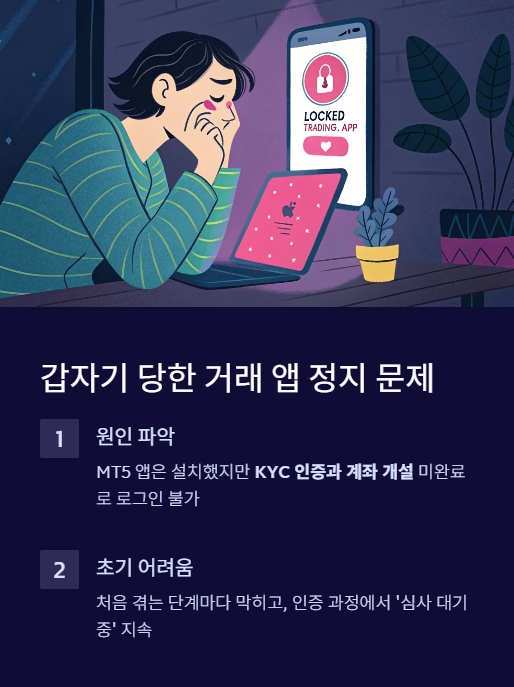 갑자기 당한 거래 앱 정지 문제