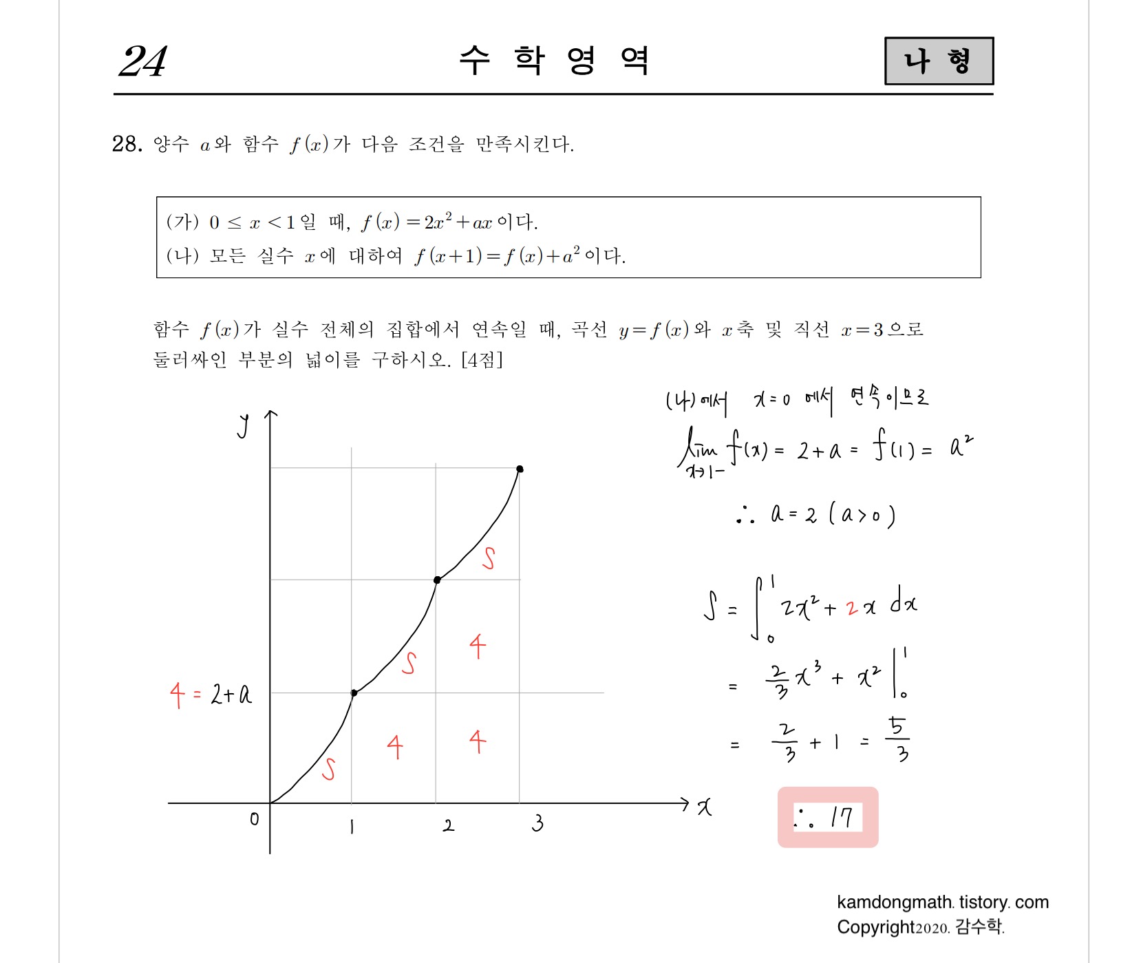 2021학년도-사관학교-1차시험-수학-나형-손글씨-풀이