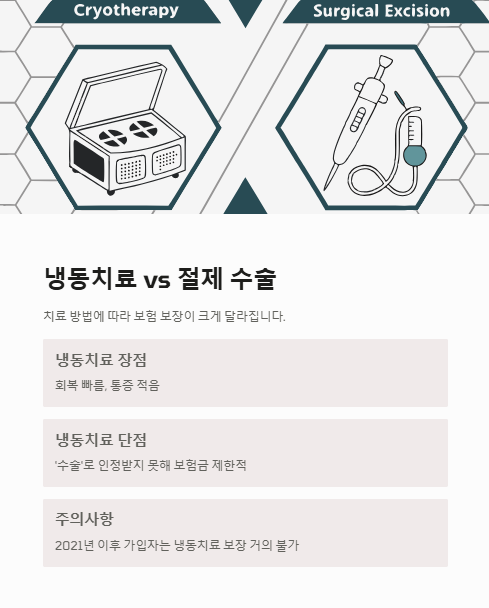 냉동치료와 절제 수술