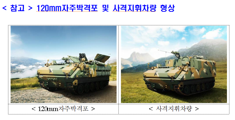  120밀리(mm)자주박격포 및 사격지휘차량 최초 전력화_방위사업청
