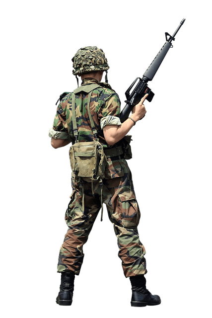 총을 들고 있는 군인 뒷모습 그림