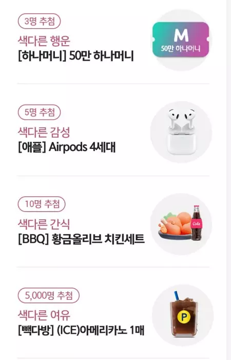 50만 원 행운이벤트 경품