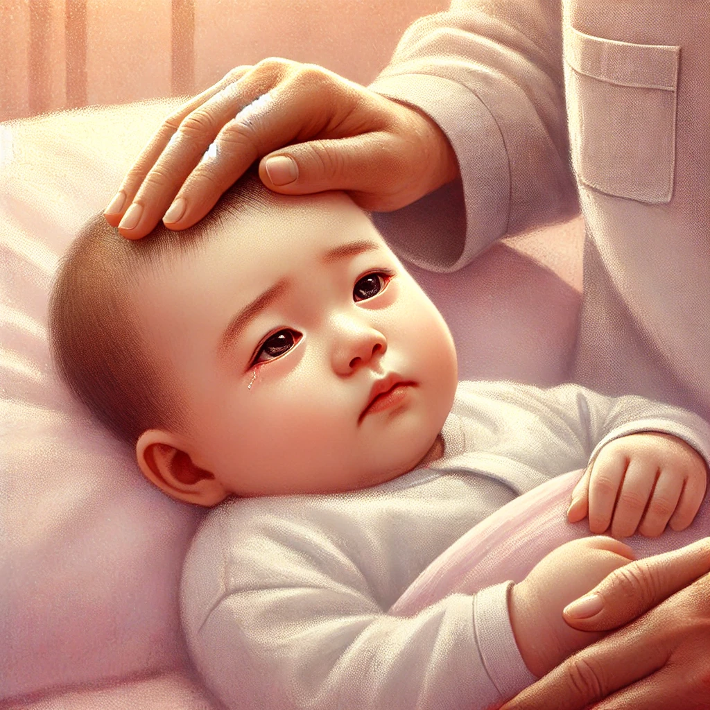 아파하는 아기