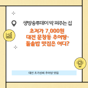 초저가 7,000원 대전 문창동 추어탕·돌솥밥 맛집은 어디?