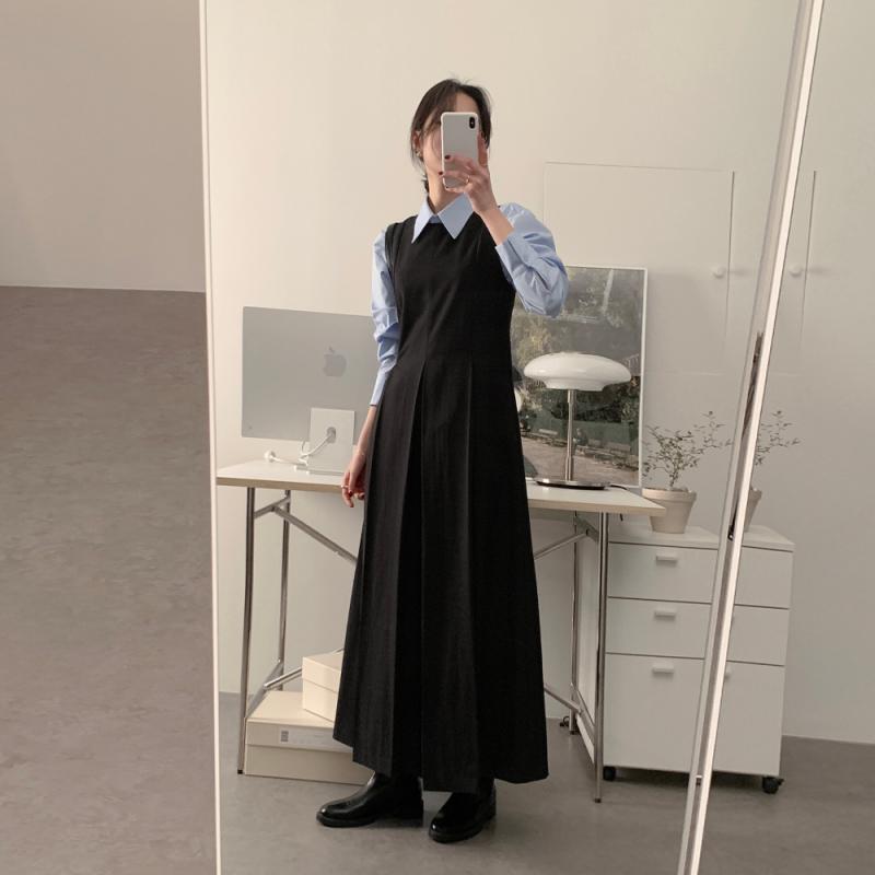 루나 맥시 롱 플리츠 나시원피스