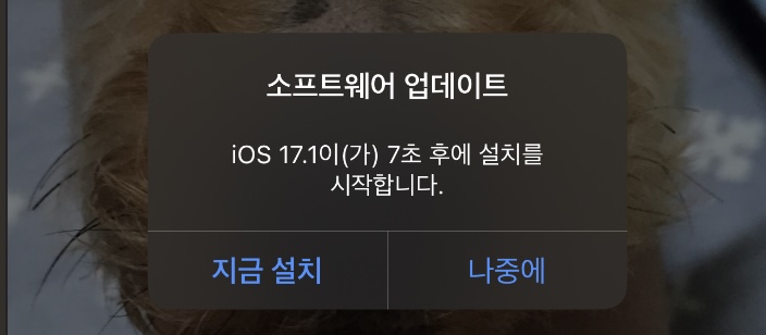 iOS 17.1 설치 알림창