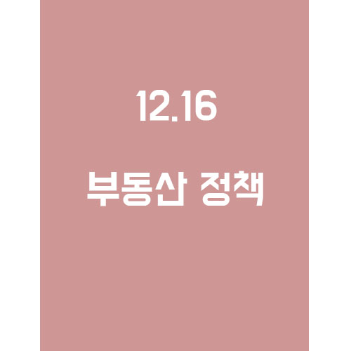  정부가 또다시 내놓은 12.16 부동산 정책!!
