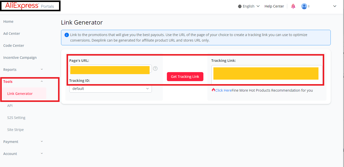 알리 어필리에이트 URL 생성 방법(영문버전)