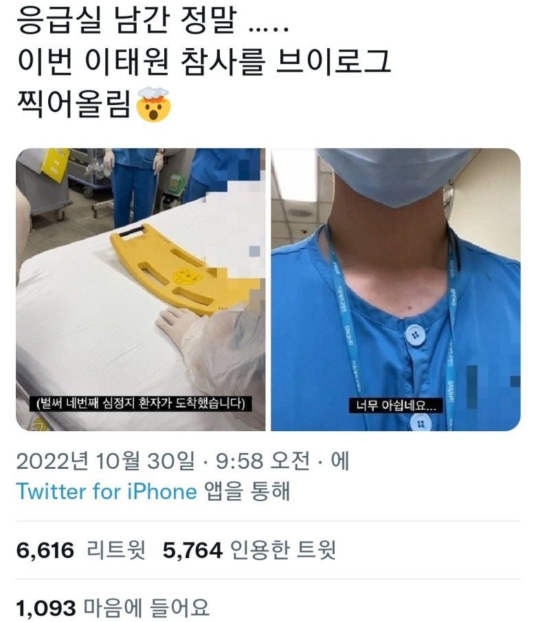  이태원 참사 응급실 브이로그 올린 간호사