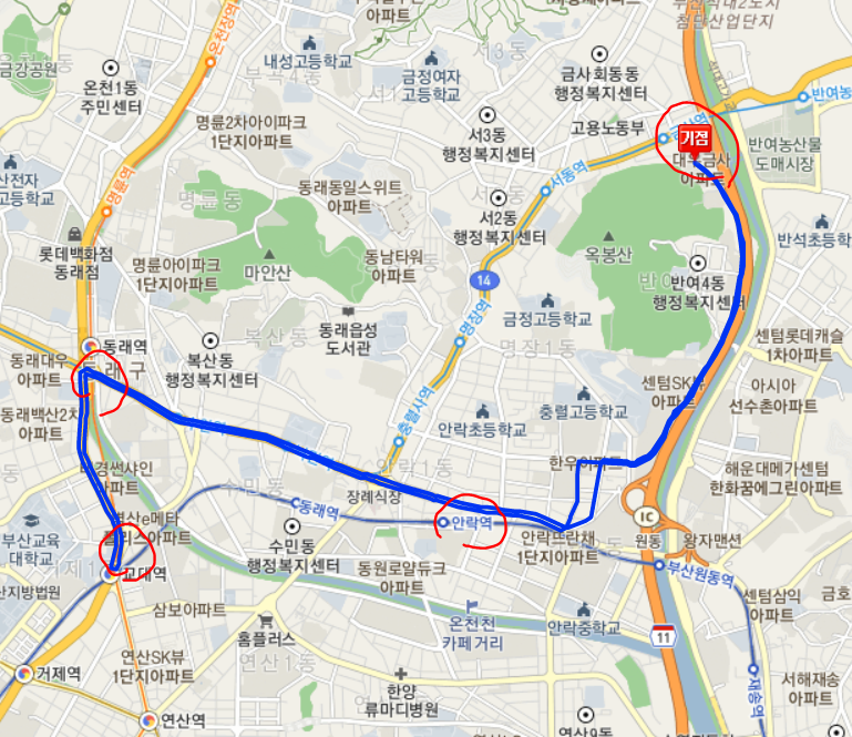  부산 506번버스 노선, 시간표 정보 :: 반여동, 센텀sk뷰, 동래시장, 동래역, 교대역