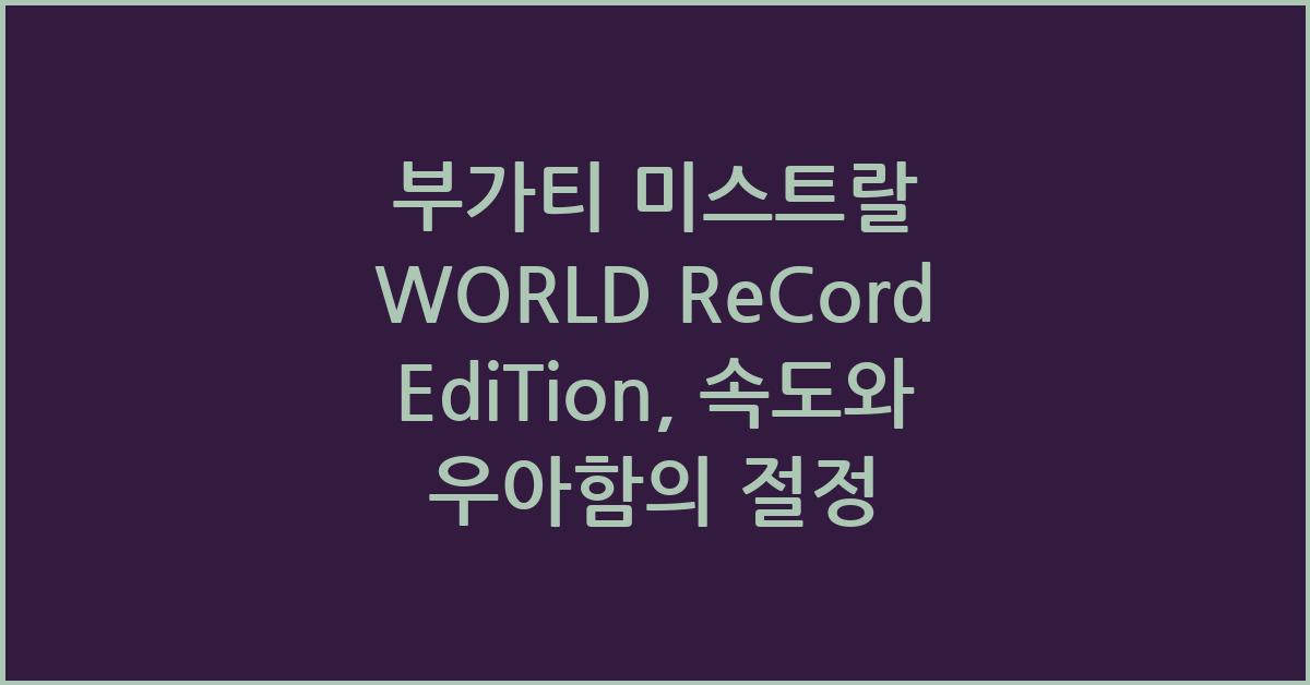 부가티 미스트랄 WORLD ReCord EdiTion