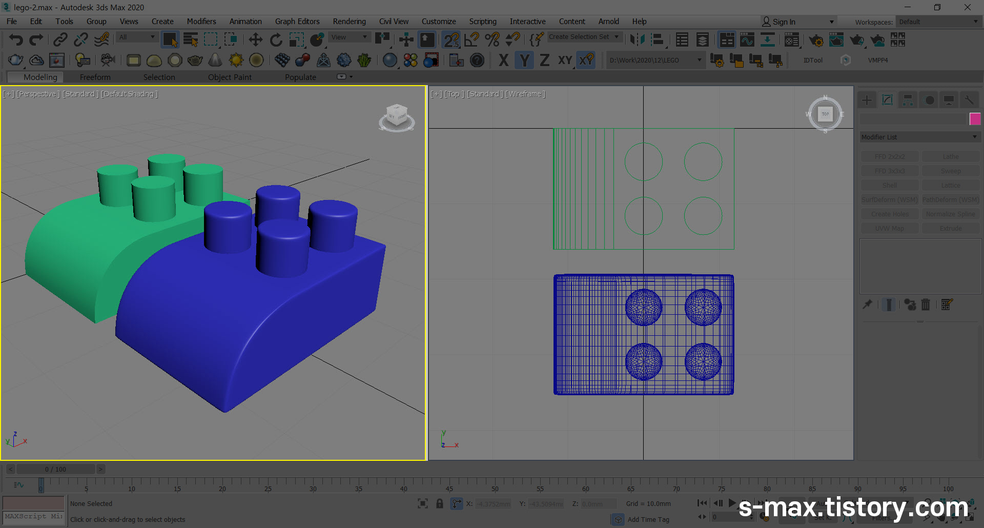  3dmax - Modeling 쉬운 LEGO모델링을 직접 만들어보고 Poly Modeling 확인하기