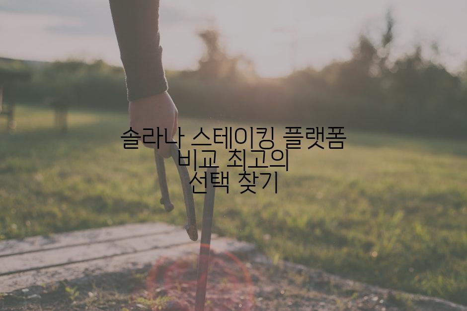 솔라나 스테이킹 플랫폼 비교 최고의 선택 찾기
