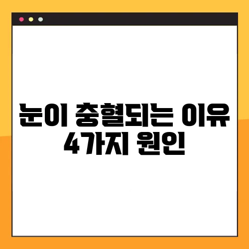 눈이 충혈되는 이유 4가지 원인