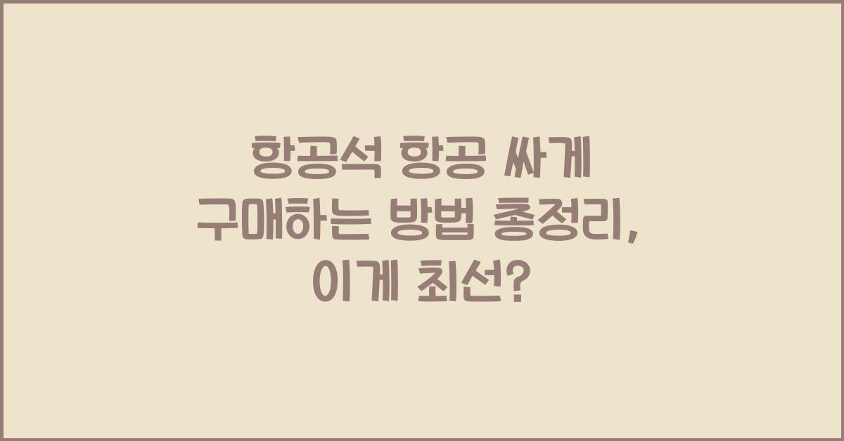 항공석 항공 싸게 구매하는 방법 총정리