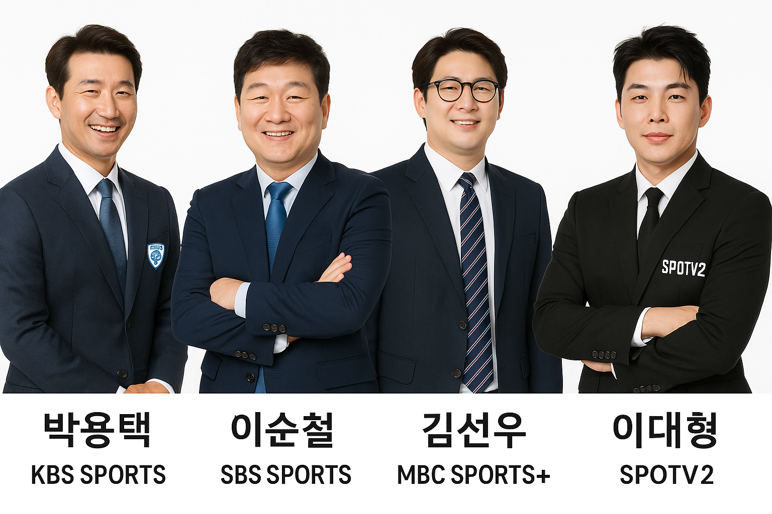 KBO 해설자 박용택, 이순철, 김선우, 이대형 방송사별 소개 이미지