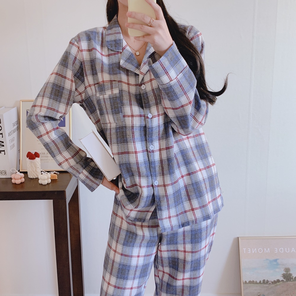 모던 그레이 체크 잠옷