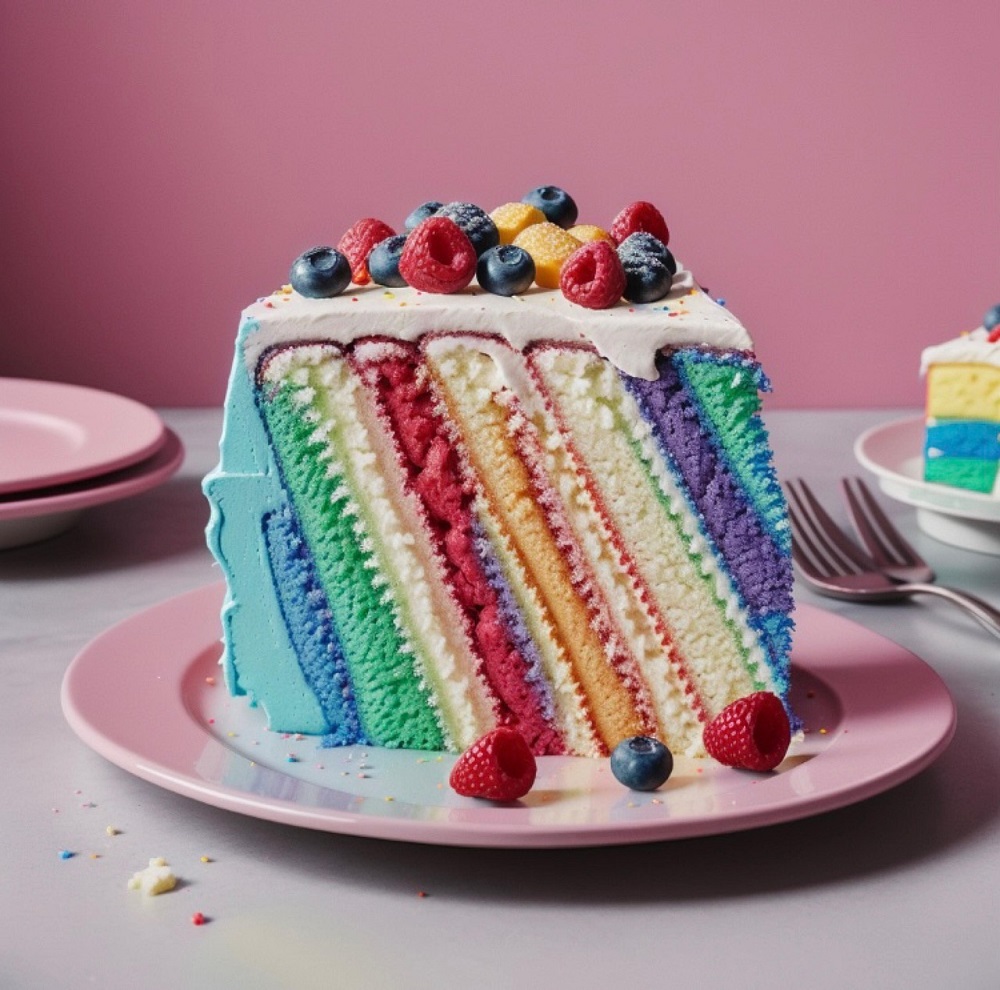 토핑이 가득한 Rainbow Cake