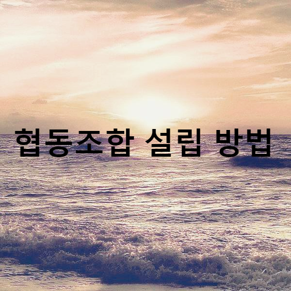  협동조합 설립 방법 및 설립 절차