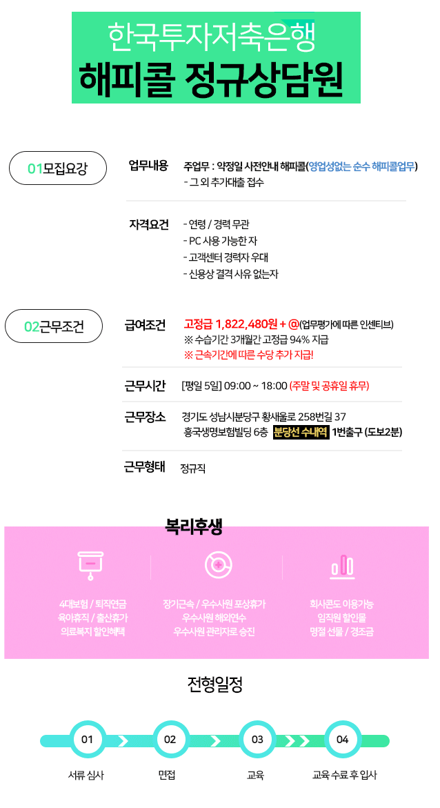 [에스엠서치플러스(주)] 수내 [한국투자저축은행] 약정일 사전안내 순수 해피콜상담-SS - 사람인