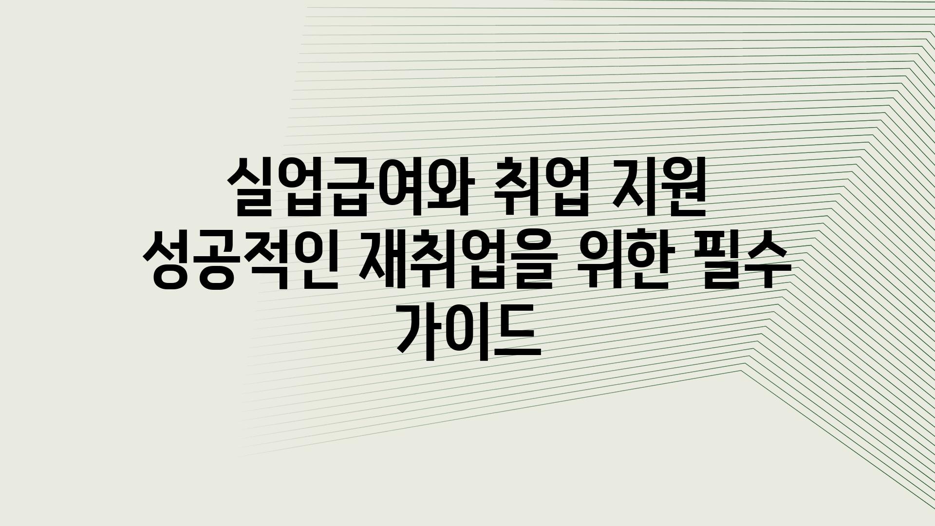 실업급여와 취업 지원 성공적인 재취업을 위한 필수 설명서