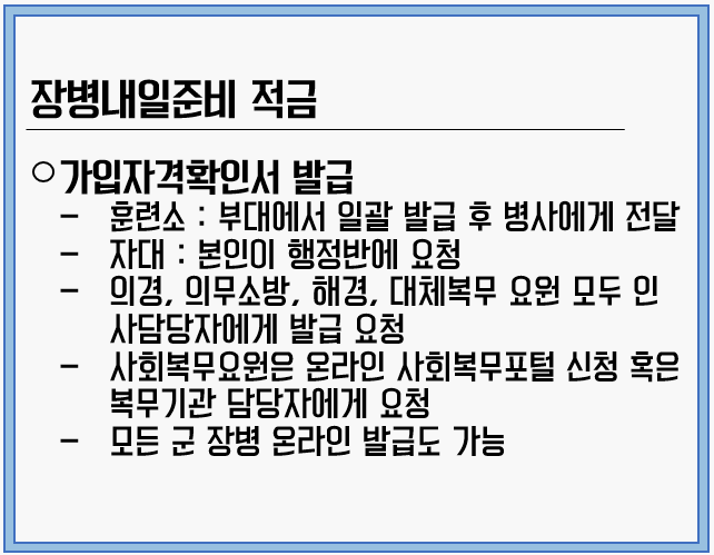 장병내일준비적금가입자격확인서