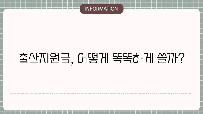 출산지원금 사용처