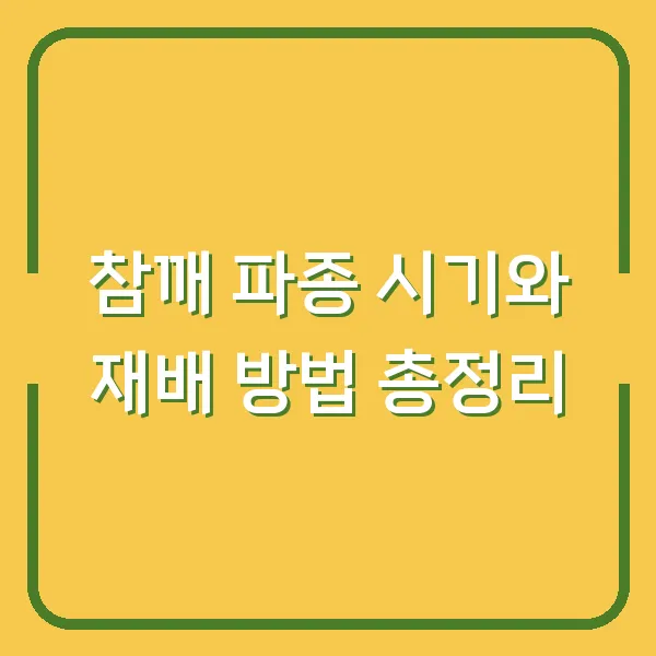 참깨 파종 시기와 재배 방법 총정리