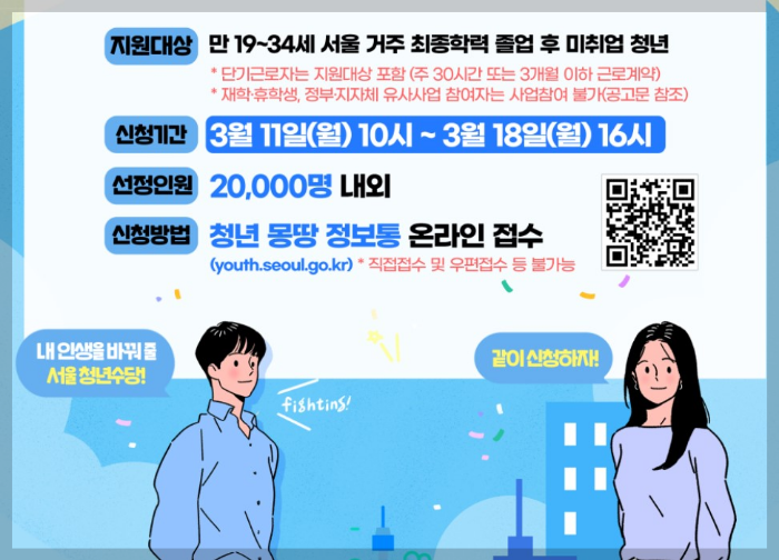 2024년 서울시 청년수당신청방법 및 지원대상 및 유의사항안내