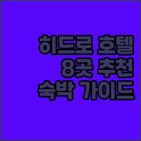 런던 히드로 공항 호텔 8곳 상세정보
