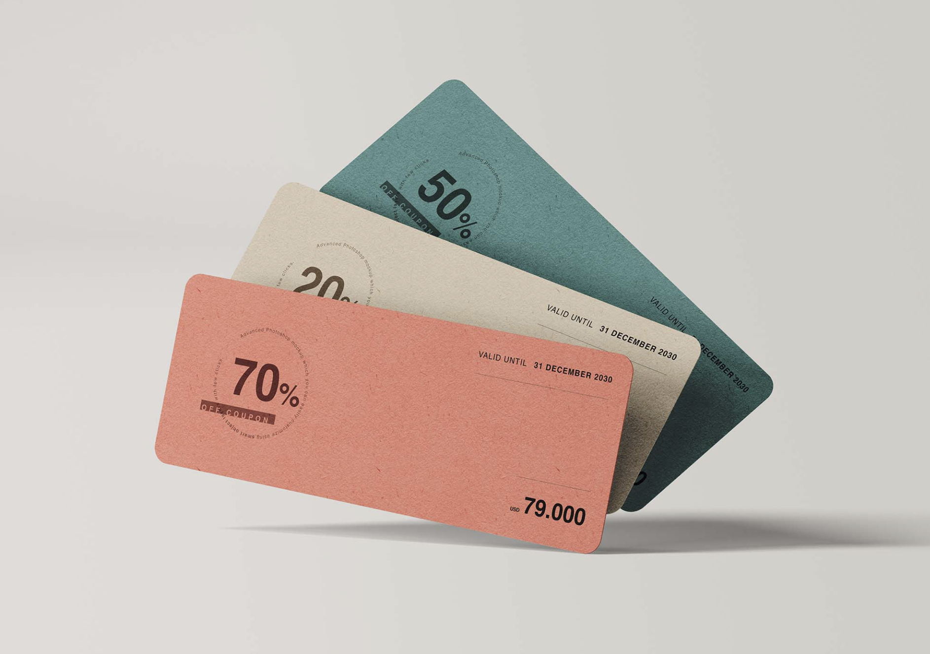  크라프트지 쿠폰 디자인 목업 PSD