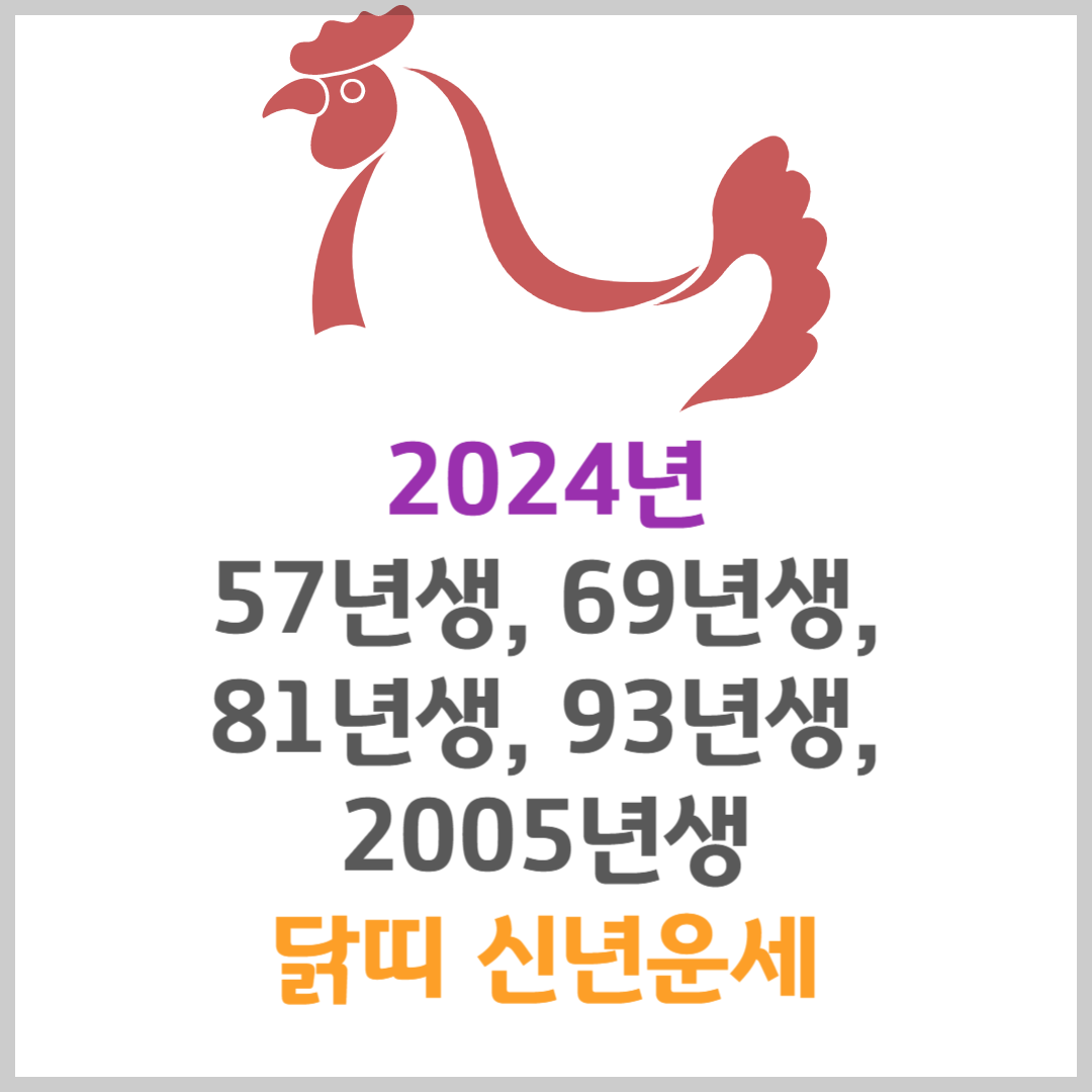 2024년 57년생, 69년생, 81년생, 93년생, 2005년생 닭띠 신년운세