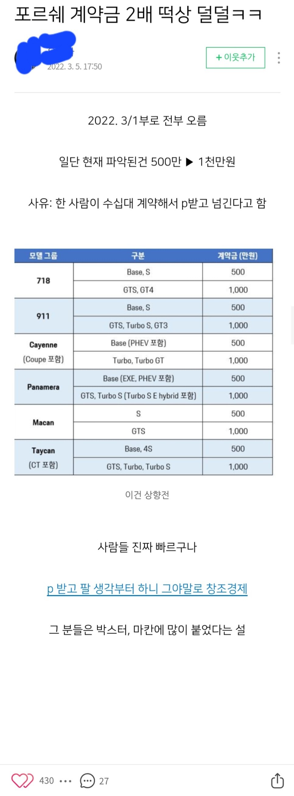  아는 사람들만 알았었던 눈 먼 돈 버는 방법! 포르쉐 계약금