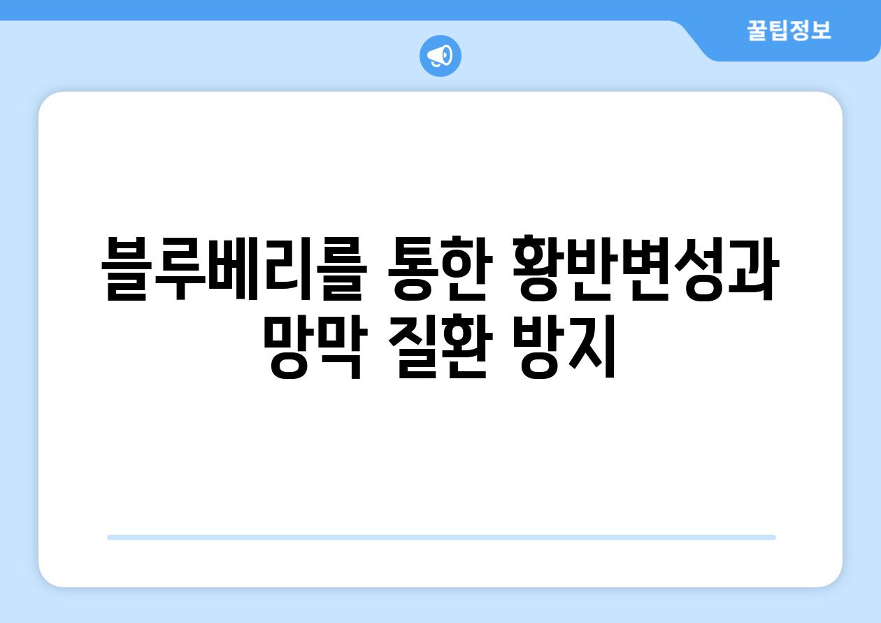 블루베리를 통한 황반변성과 망막 질환 방지