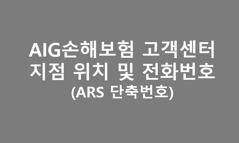 AIG 손해보험 고객센터 전화번호