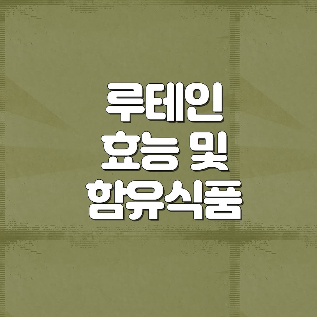  루테인의 효능과 함유식품