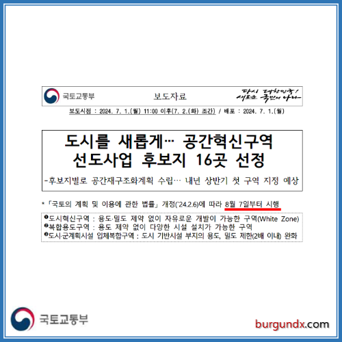 공간혁신구역 선도사업 후보지 16곳 발표