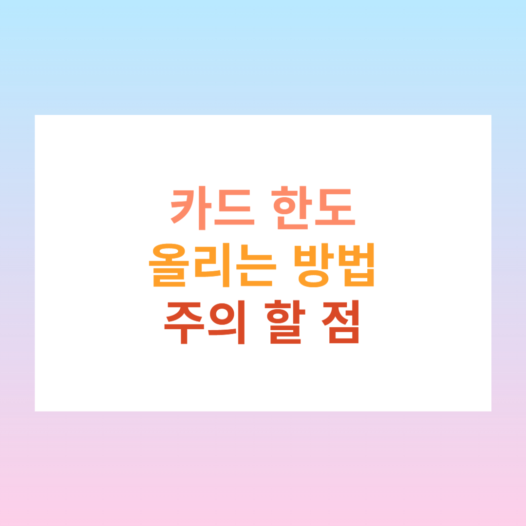 카드 한도 올리는법