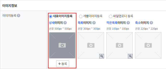 카페24 상품목록 이미지 크기
