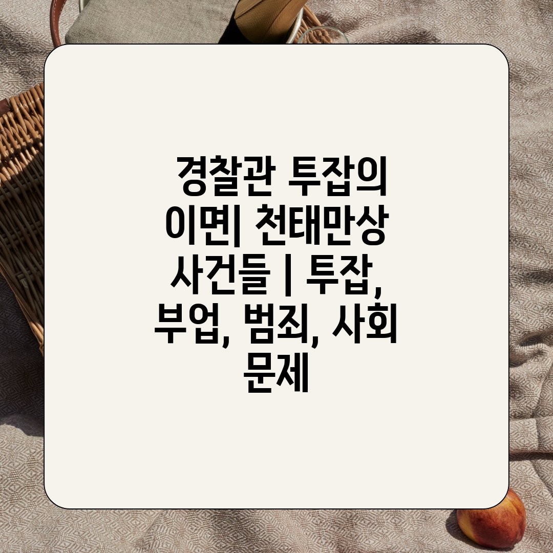  경찰관 투잡의 이면 천태만상 사건들  투잡, 부업, 